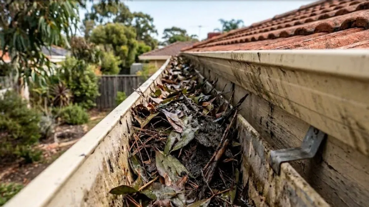 Before: gutter on a tiled Perth roof